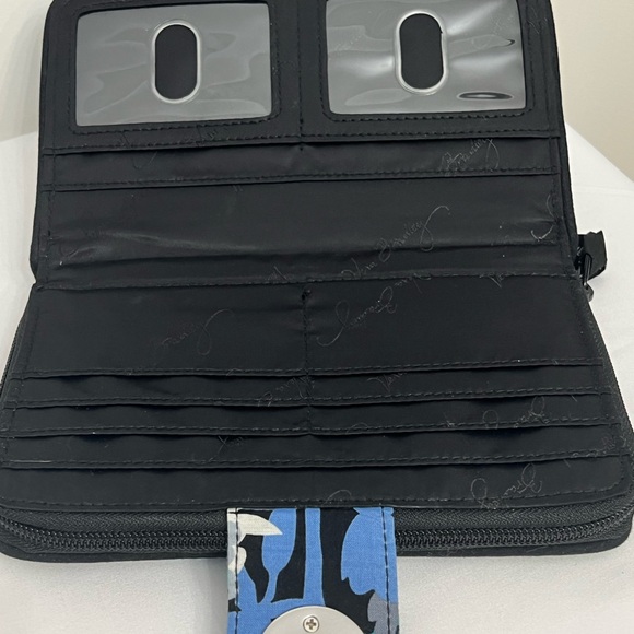 Vera Bradley Blue Teal Black Floral Quilted Wallet - Picture 8 of 14